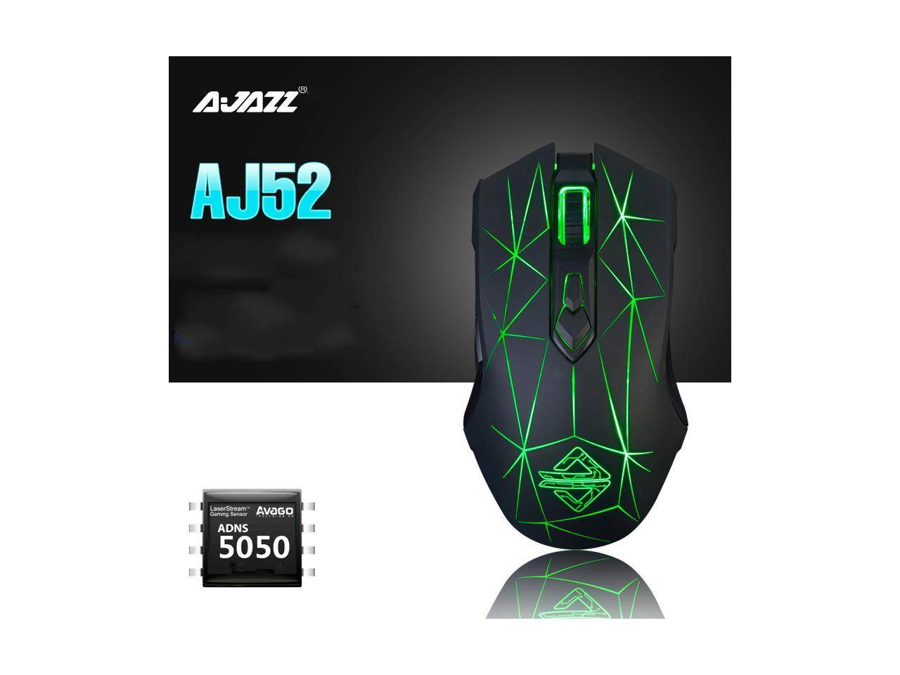 Ajazz AJ52 Watcher RGB Backlit Ergonomic Gaming Mouse, 2500 DPI A5050 7 Programmable Buttons Wired Gaming Mice for Windows Mac OS Linux, Competitor Black