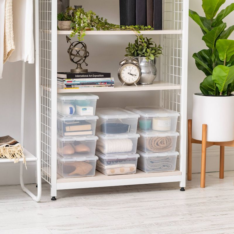 Homz 64 Quart Secured Seal Latch Extra Large Single Clear Stackable Storage Container Tote with Blue Lid for Home, Garage, or Basement (2 Pack)