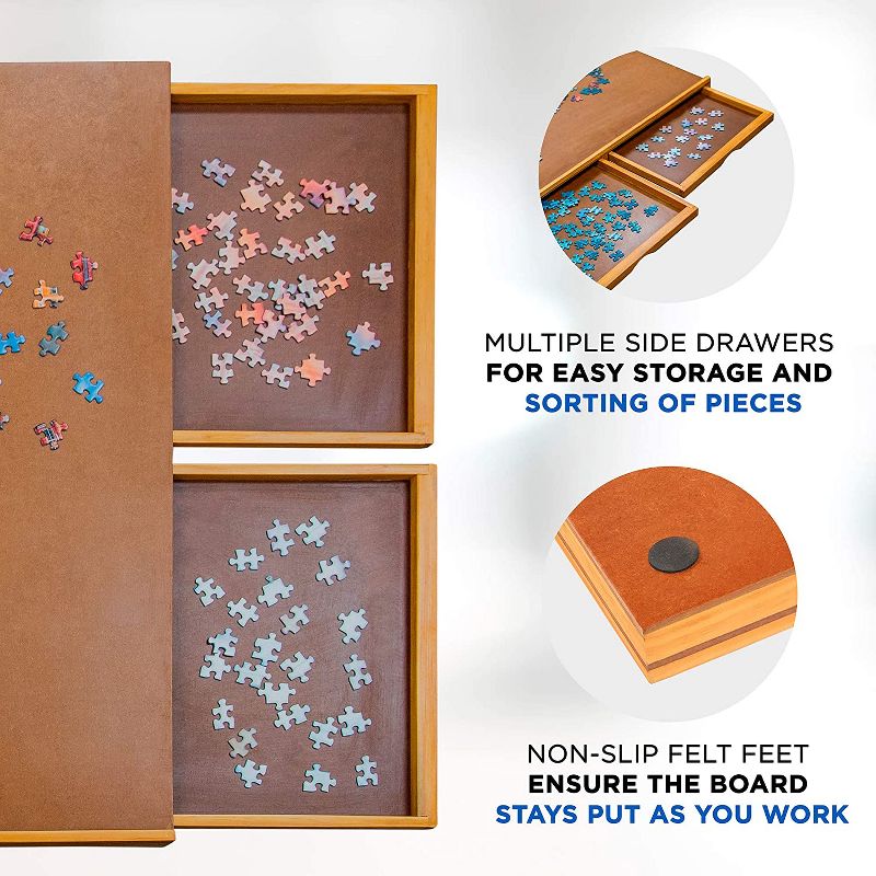 Jumbl Puzzle Board | 27" x 35" Wooden Jigsaw Puzzle Table w/ 6 Drawers | Puzzles Up to 1,500 Pieces