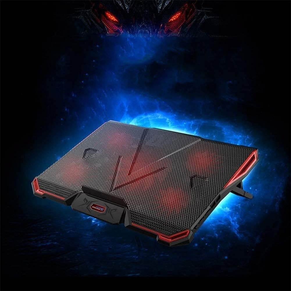 UOOD Laptop Cooler, Silent 5 Fan Cooling Pad Notebook Stand with Light, Adjustable External Coolpad Cooler Base Heatsink Bracket Fan Mat Very Silent