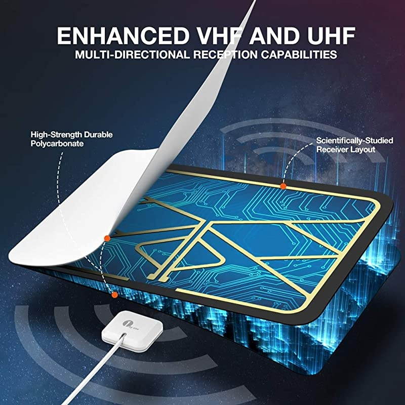 HD Digital TV Antenna - Support 4K 1080p and All Older TV's - Indoor Smart Switch Amplifier Signal Booster - Coax HDTV Cable/AC Adapter