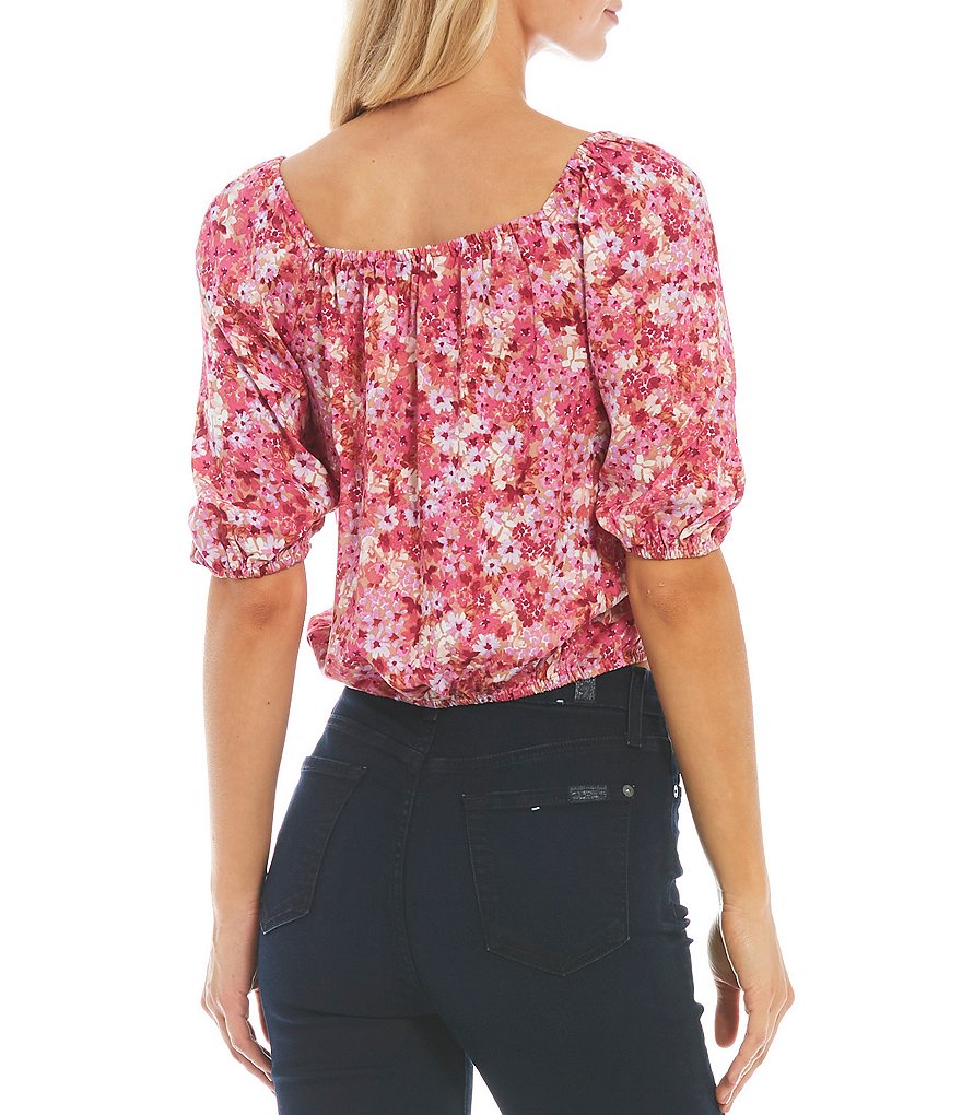 BB Dakota by Steve Madden Up to Here Puff Elbow Sleeve Mock Neck Smocked Top