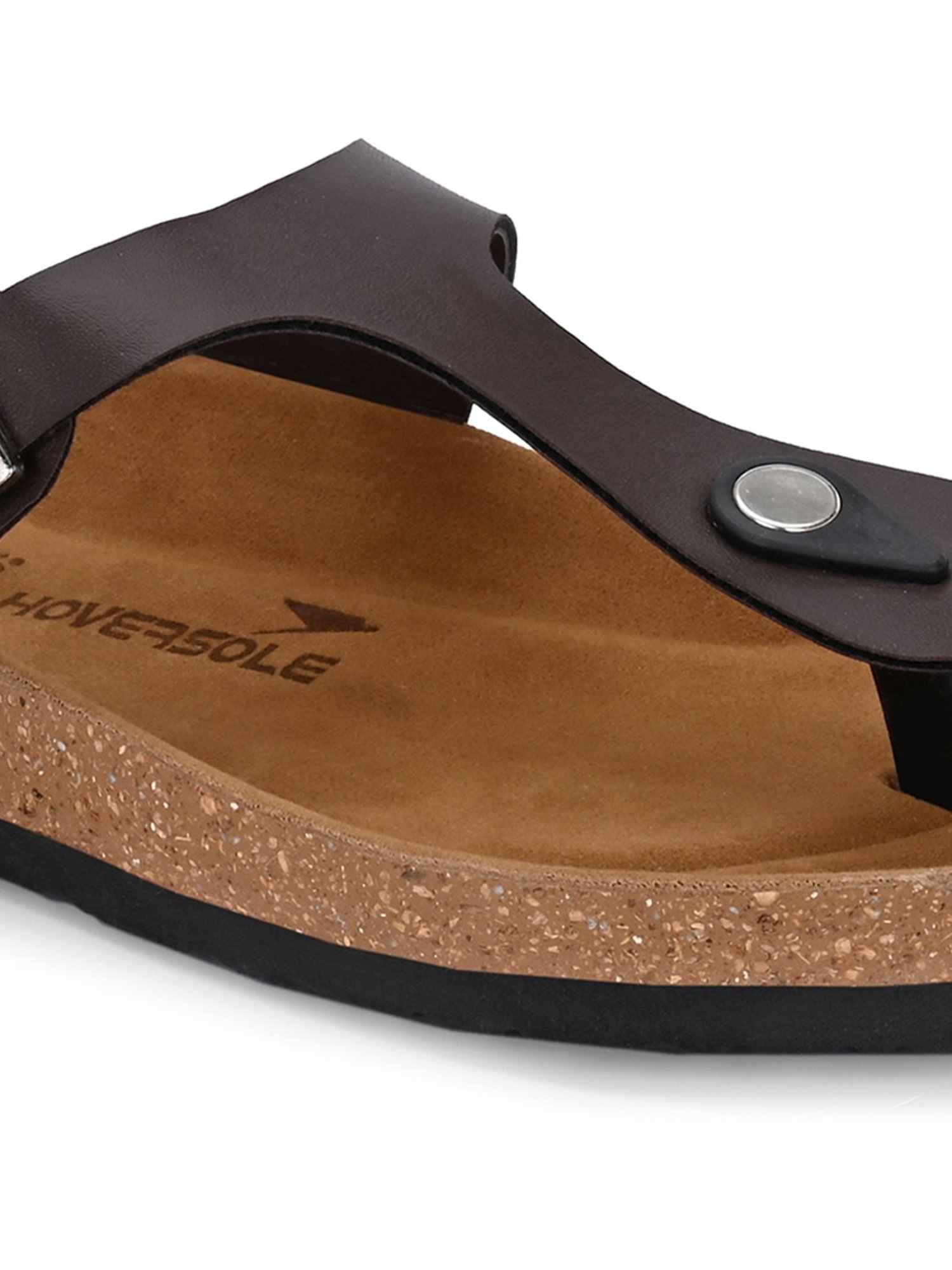 Hoversole Men's Brown Cork T-Strap Sandals