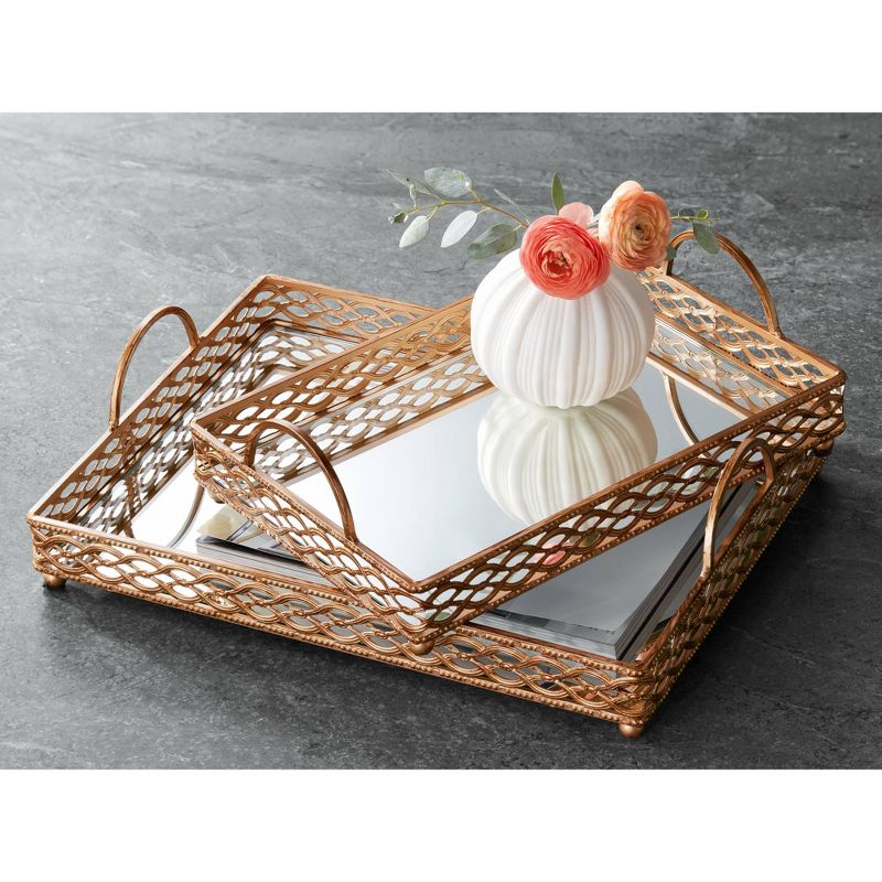 Dahlia Studios Magot 16" Wide Antique Gold Mirrored Tray