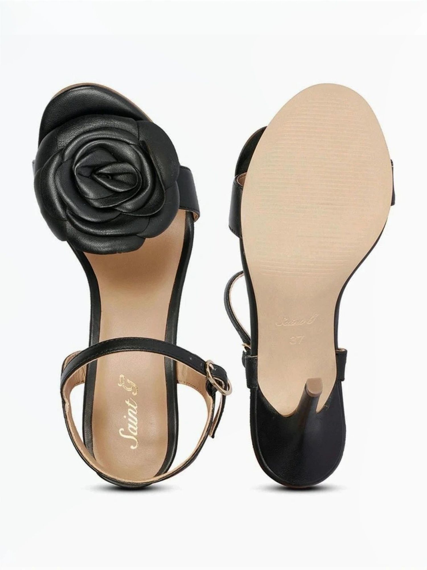 Saint G Women's Veronique Black Ankle Strap Stilettos