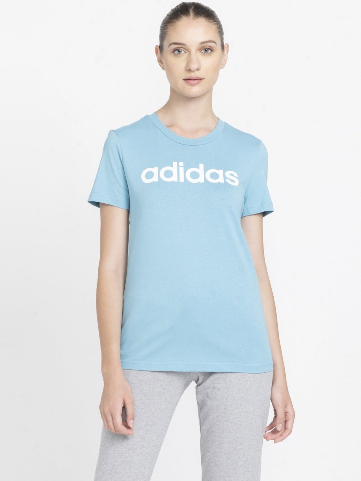 adidas Sky Blue Cotton Printed T-Shirt