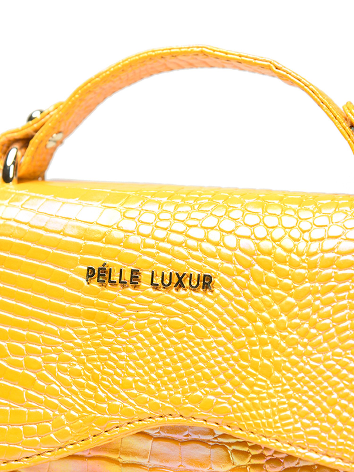 PELLE LUXUR Mustard Animal Effect Small Cross Body Bag