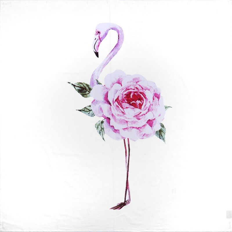 72"x72" Flamingo Rose Cotton Fabric Shower Curtain White/Pink - Nicole Miller