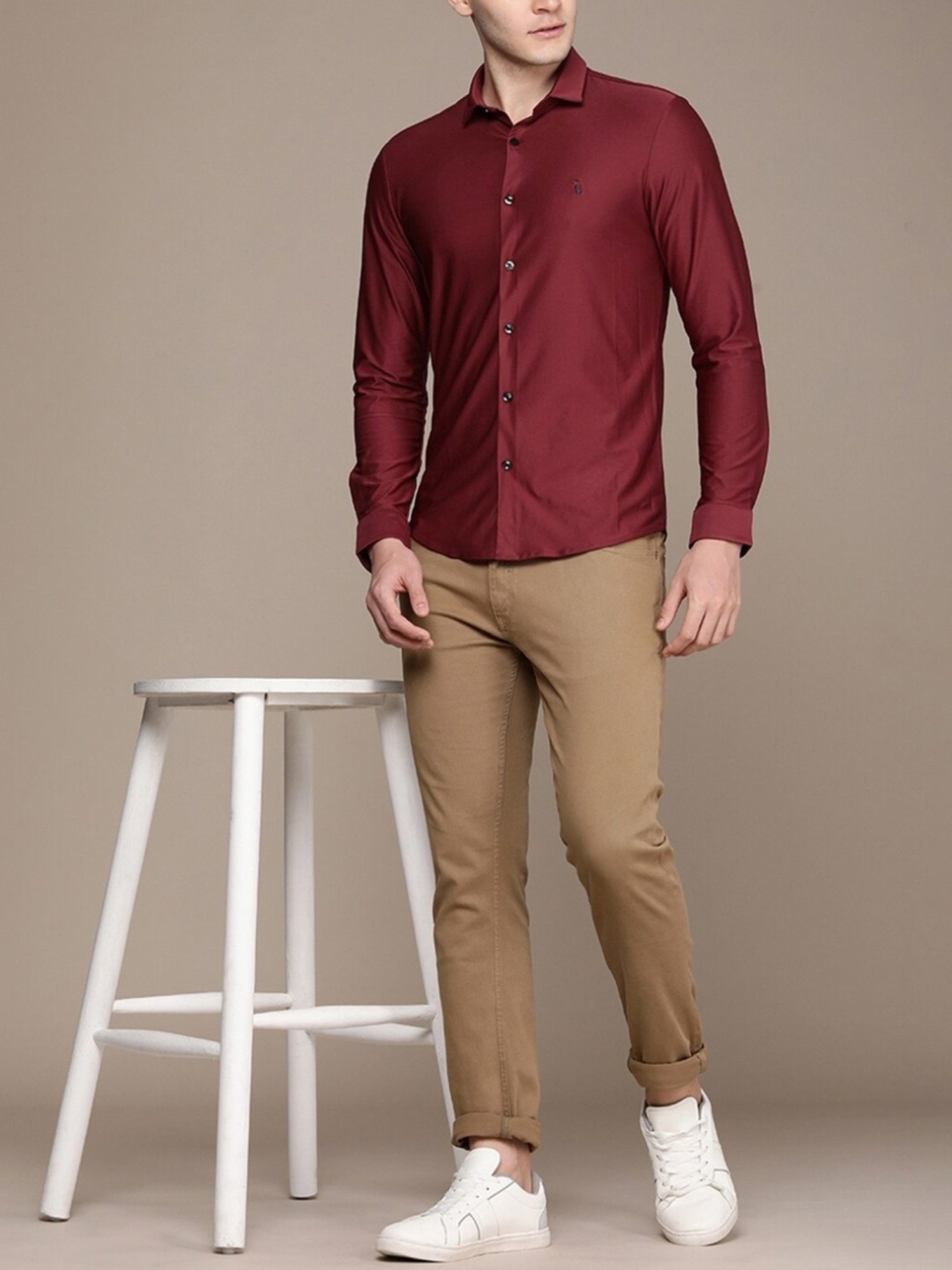 Simon Carter London Maroon Slim Fit Shirt