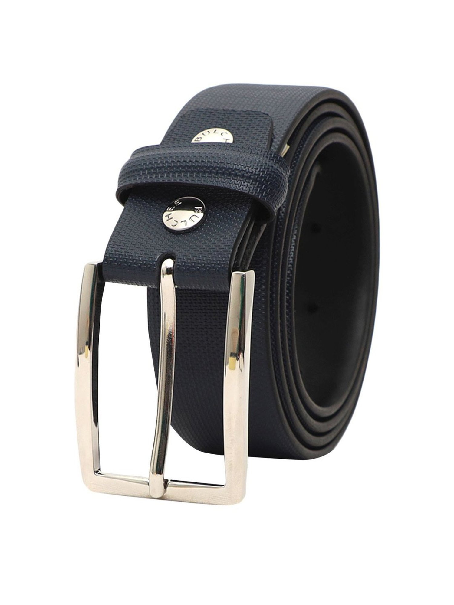 Bulchee Blue Leather Textured Waist Belt
