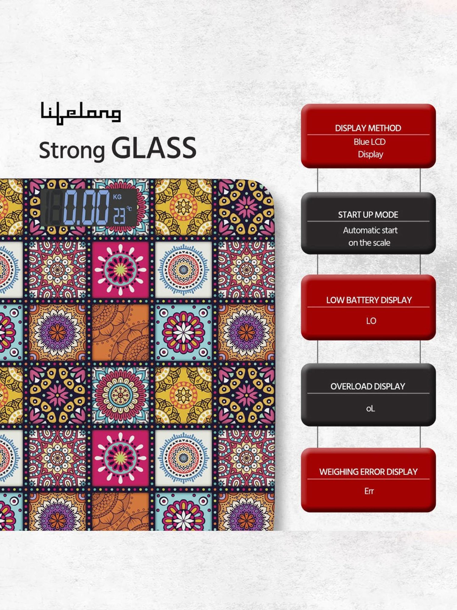 Lifelong Mystical LLWS63 Digital Weight Machine for Body Weight with LCD Display (Multicolor)