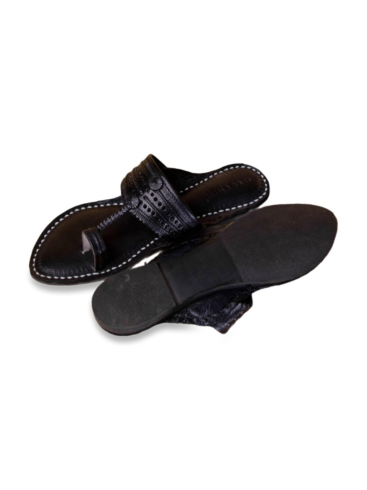 Kalapuri Women's Black Kolhapuri Sandals