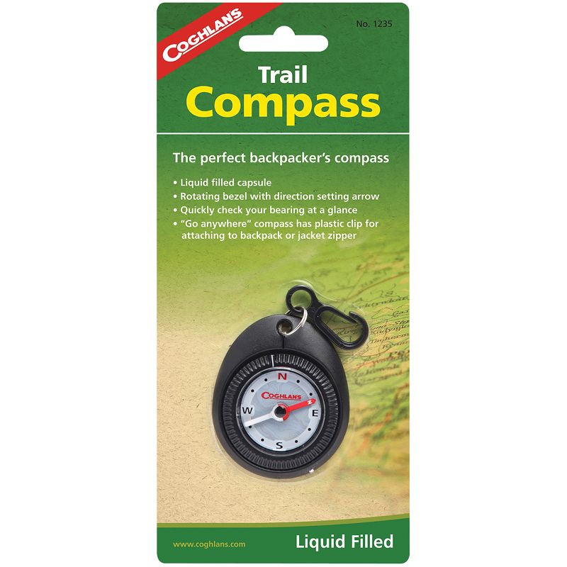 Coghlan's Trail Compass w/ Attached Clip, Liquid Filled for Backpackers Hiking