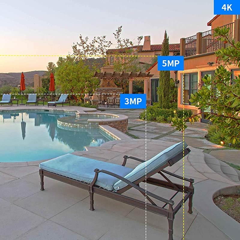 4K PoE Security Camera System, 8CH 8MP Home Surveillance NVR System with 3TB HDD, 4Pcs 4K IP Wired Camera with Night Vision for Indoor Outdoor Security, 30 Days Video/Audio Loops Recording