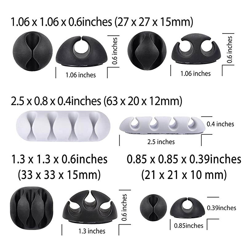 15 Pack Long Lasting Cable Clips Desktop Cord Holder Hook Charging Power Cable Drop Adhesive Wire Organizer Management System for TV PC Laptop Home Office Nightstand Desk CLIP02