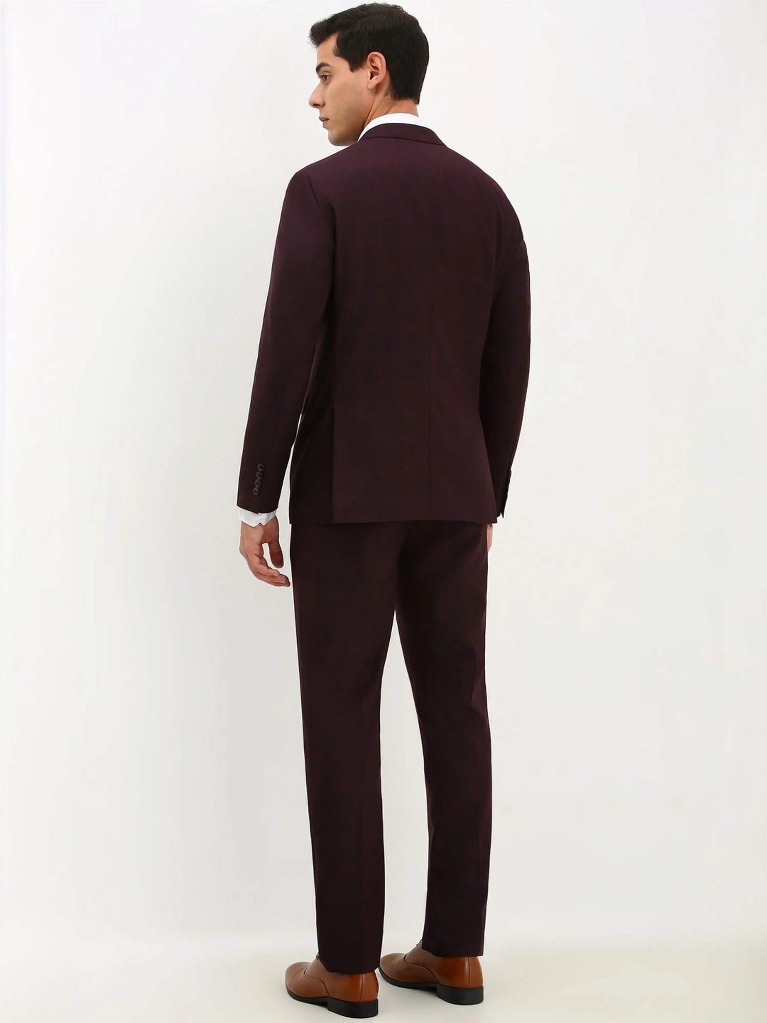 Raymond Brown  Slim Fit Printed Three Piece Suit