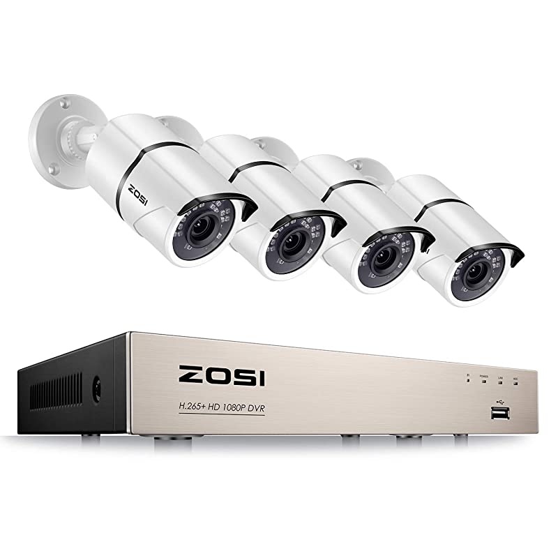 8CH 1080P Security Camera SystemH265+ 5MP Lite 8Channel HDTVI DVR and 4PCS 1920TVL Outdoor Indoor Weatherproof CCTV Surveillance Camera with 120ft Night Vision Motion AlertNo Hard Drive