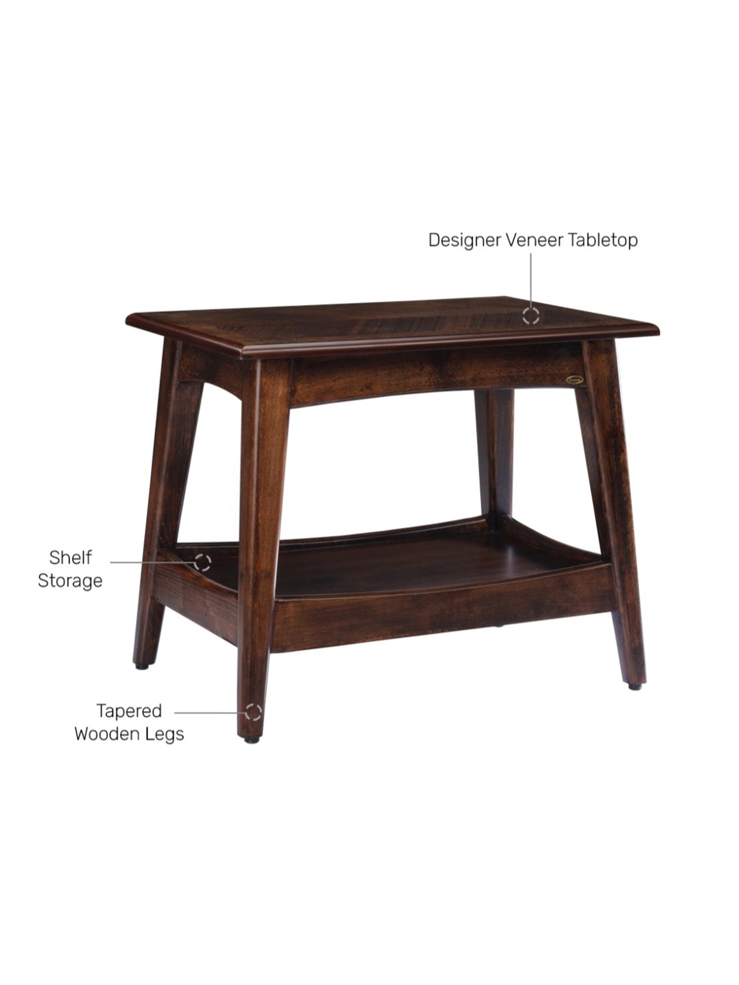 Durian Eero Brown Solid Wood Side & End Table in Dark Brown Finish