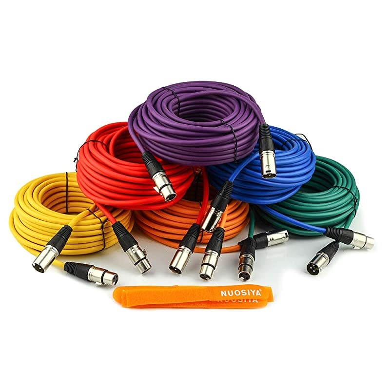 XLR Cable Colored Microphone Patch Cable 50 feet XLR Male to Female mic Cables6Pack 3 pin Double Shielded Balanced DMX CablesXLR Cables