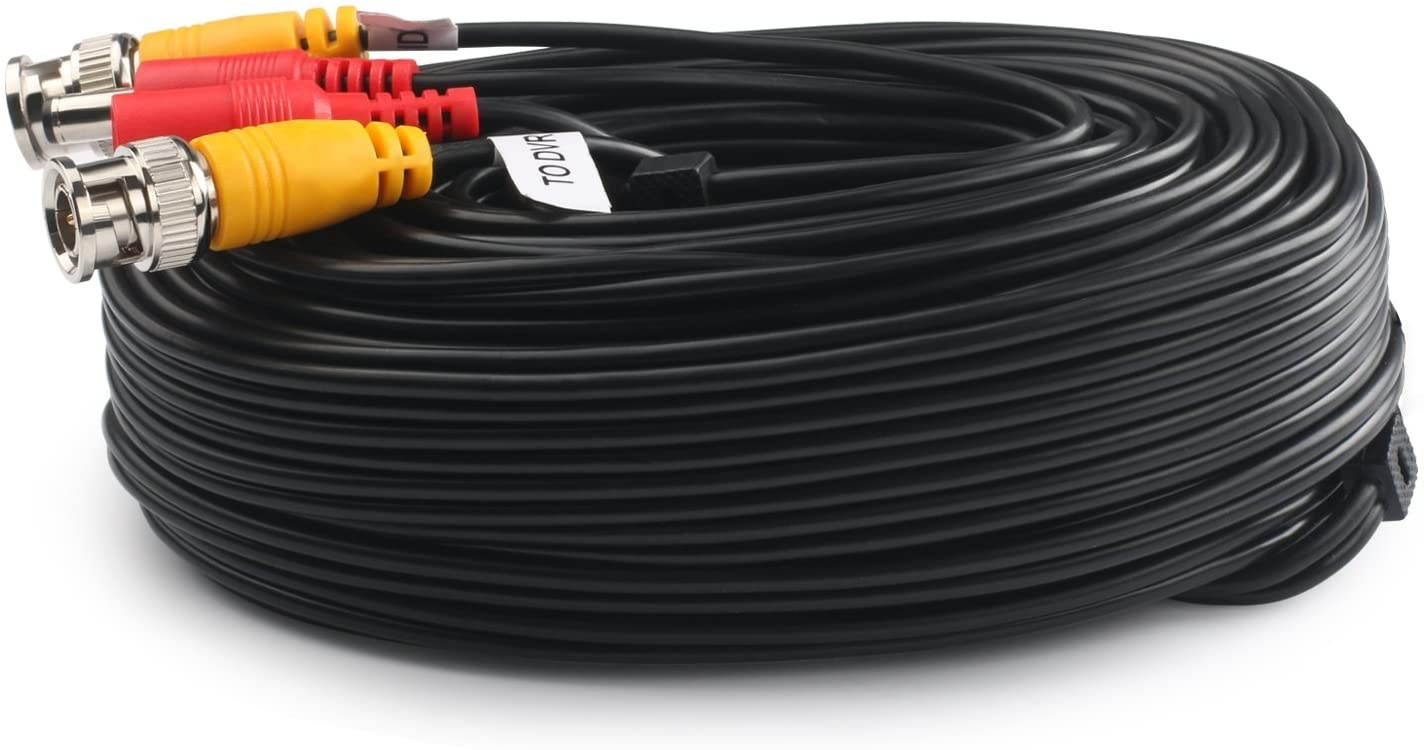 Postta BNC Video Power Cable (4 Pack 30 Feet) Pre-Made All-in-One Video Security Camera Cable Wire with Eight Connectors for CCTV DVR Surveillance System