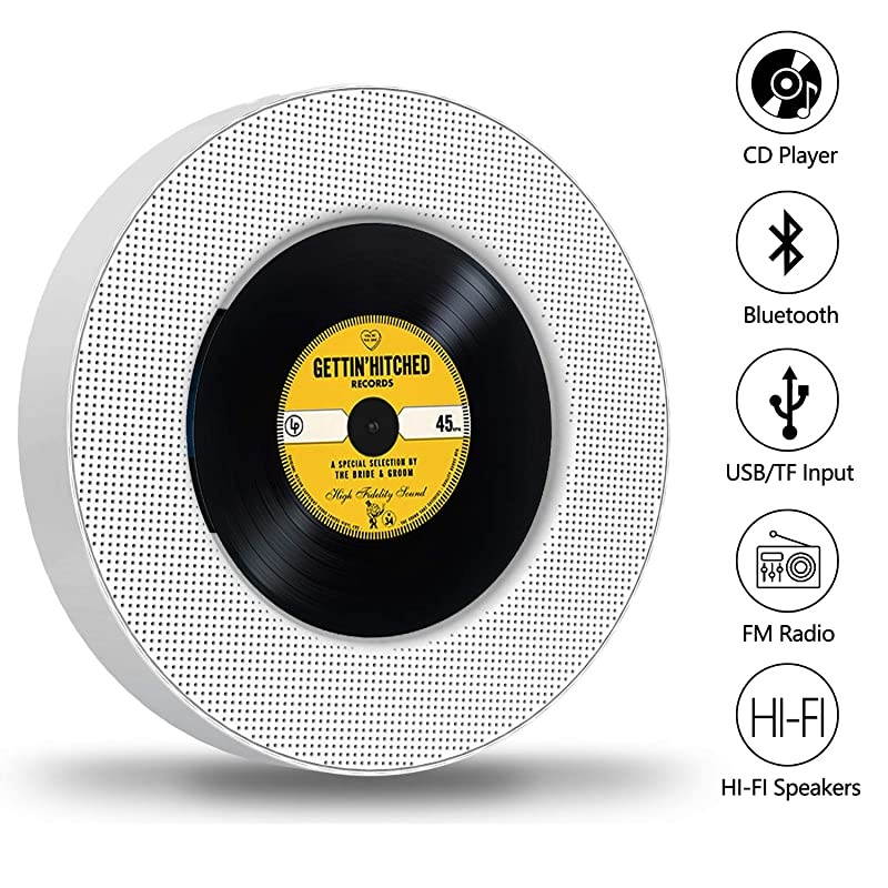 Upgraded Portable CD Player with Bluetooth FM Radio Wall Mountable CD Music Player with IR Remote Control Builtin HiFi Speakers Support CD USB TF AUX Input Ideal for Gift and Home Decor