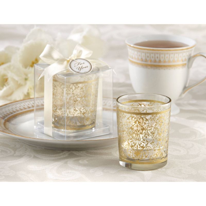 12ct Renaissance Glass Tealight Holder Gold