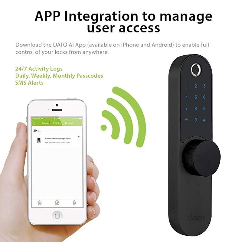 Smart Fingerprint Door Lock - Digital Touchscreen Keyless Entry Front Door Lock with Backup Key for Homes/AirBnB/Apartments/Hotels, Black(L-F500)