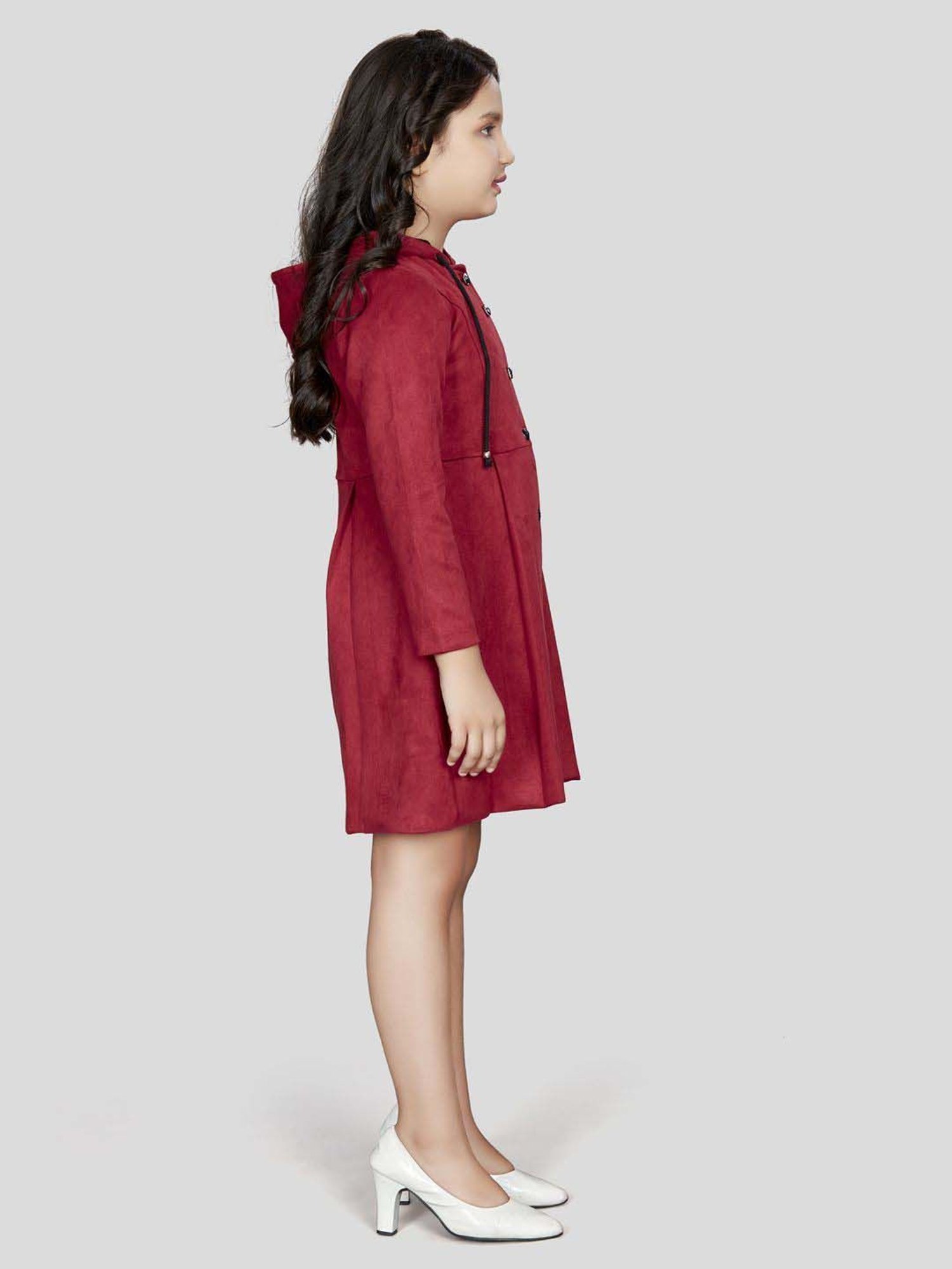 Many Frocks Kids Red Solid Dress