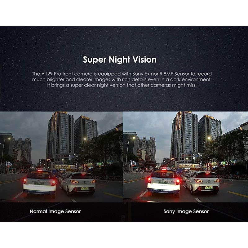 A129 Pro 4K Dash Cam 3840x2160P Ultra HD 4K Dash Camera Sony 8MP Sensor GPS Wi-Fi, Buffered Parking Mode, G-Sensor, Motion Detection, WDR, Loop Recording