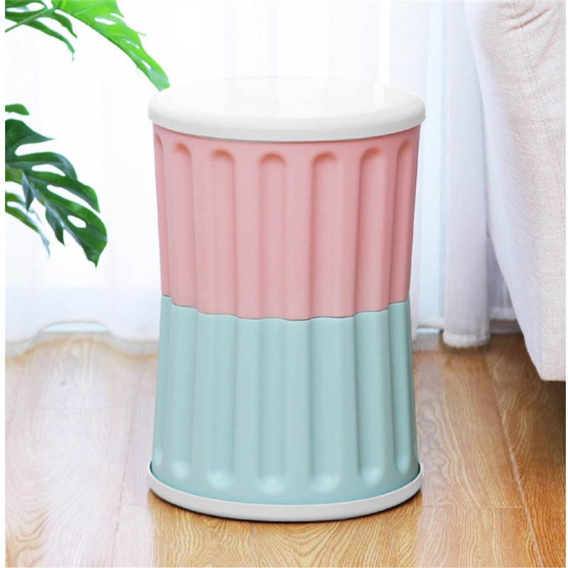 2Pcs/1Set Multifunctional Waist Drum Storage Stool Storage Function Smooth Seat Surface Easy to Carry from youpin Blue+Pink
