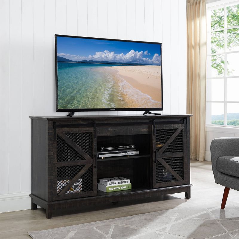 60" Farm House TV Stand Black - Home Source