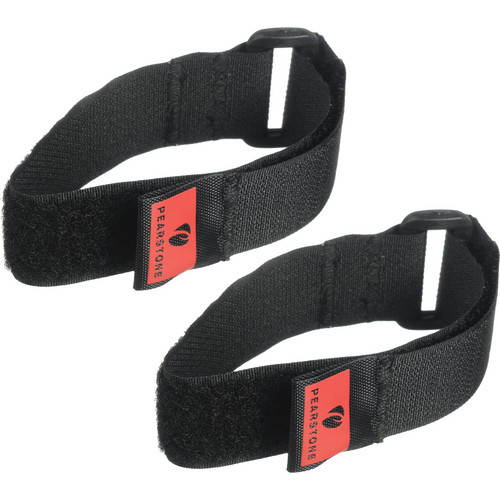 Pearstone 1 x 12" Touch Fastener Cinch Strap (Black, 2-Pack)