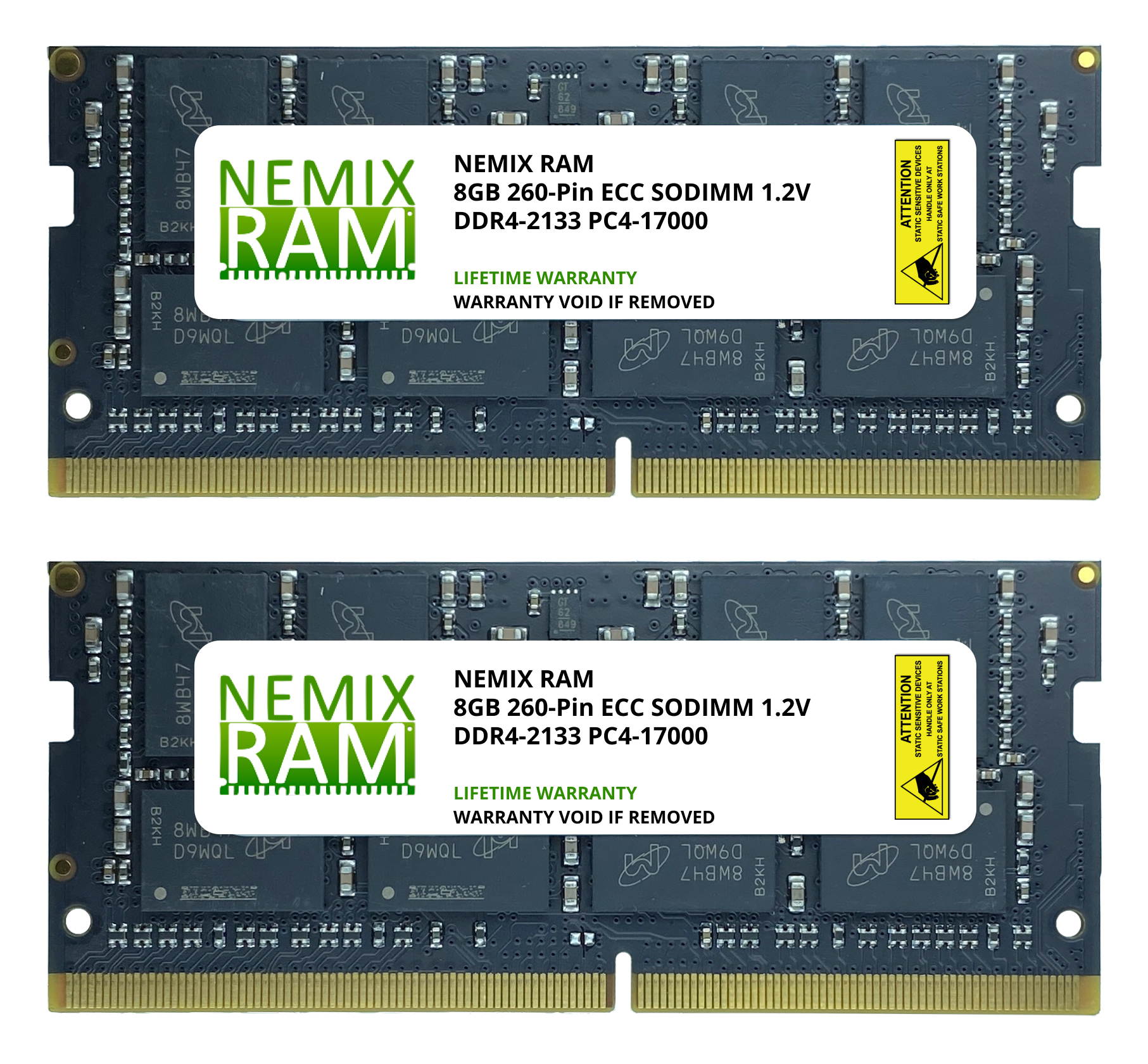 16GB Kit 2x8GB DDR4-2133 PC4-17000 ECC SODIMM 2Rx8 Memory by NEMIX RAM