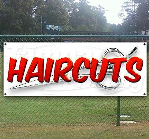 Haircuts 13 oz Heavy Duty Vinyl Banner Sign with Metal Grommets, New, Store, Advertising, Flag, (Many Sizes Available)