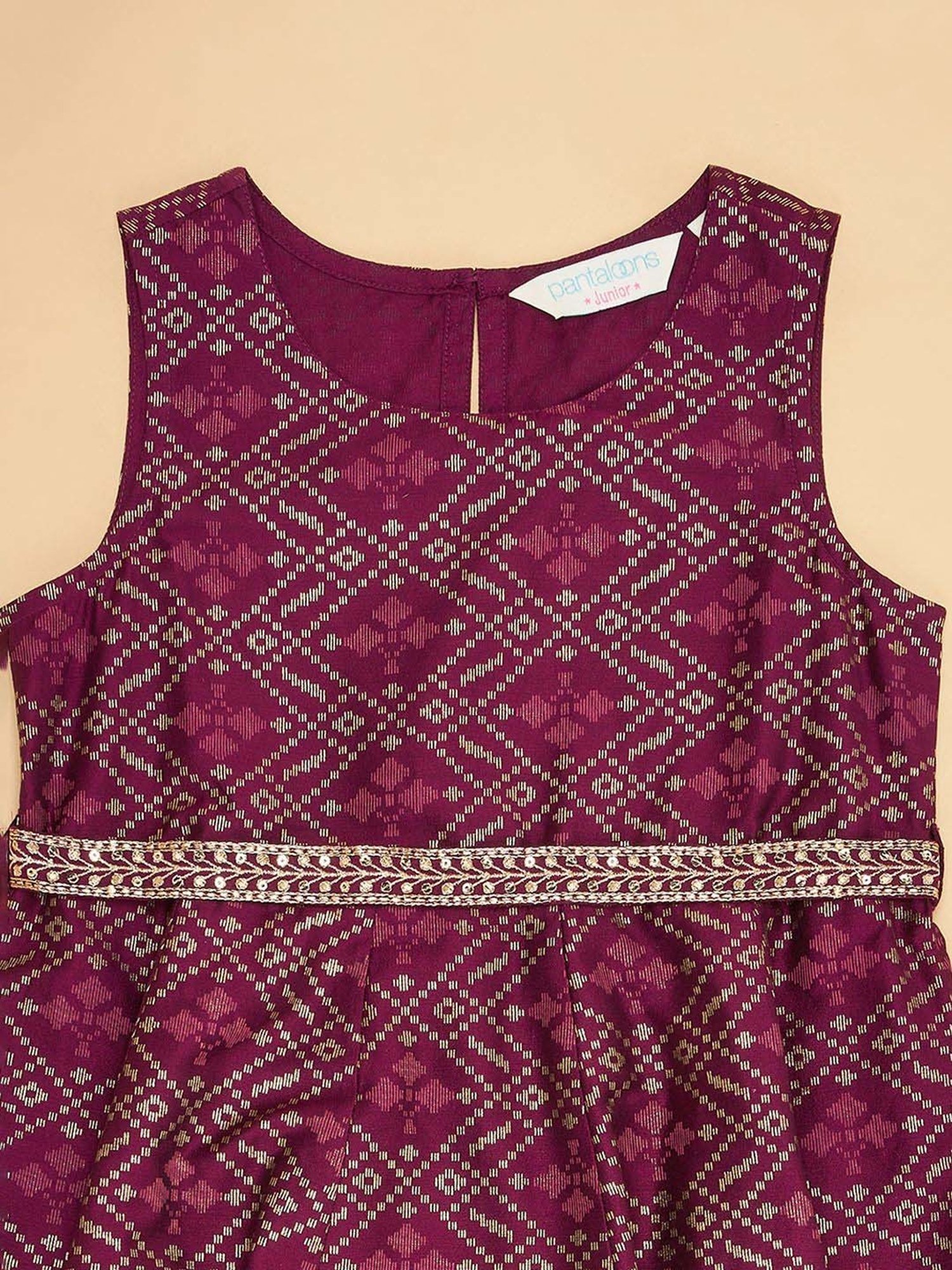 Akkriti by Pantaloons Kids Wine Printed Dress