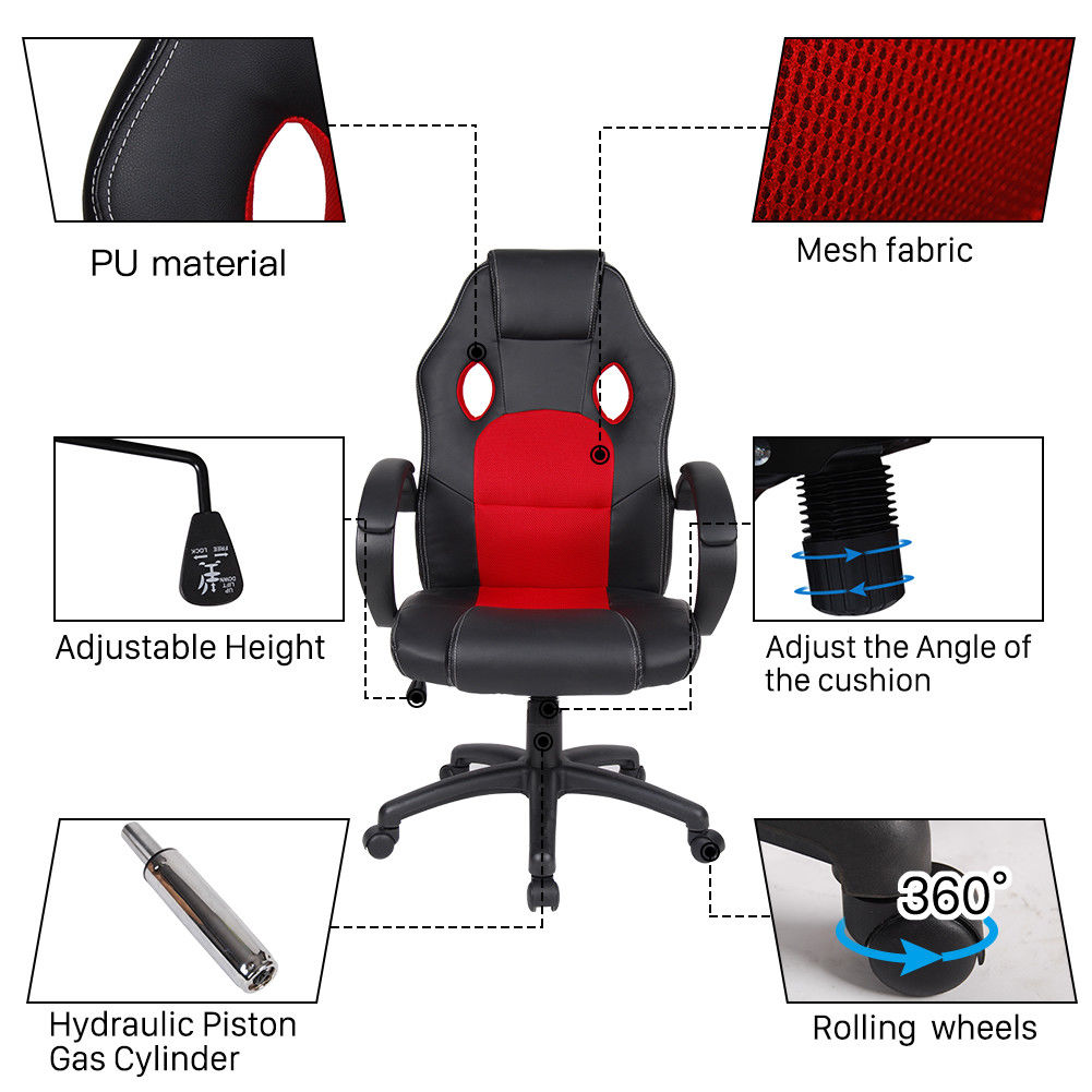 Polar Aurora Office Chair Leather Desk High Back Ergonomic Adjustable pc Chair