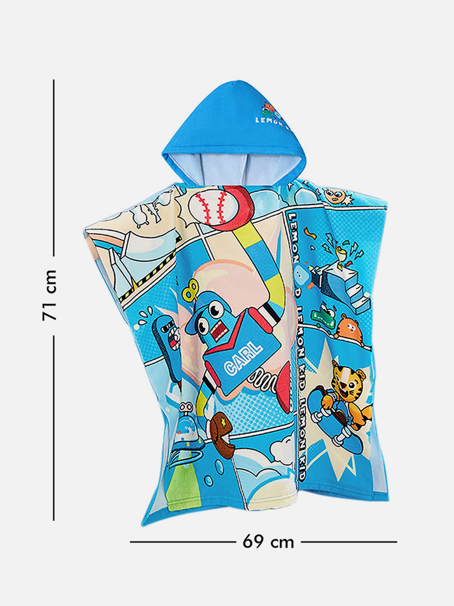 Little Surprise Box Kids Blue Printed Swim Poncho with Swim Bag