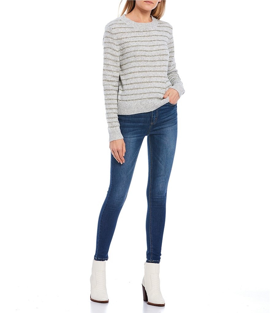 Copper Key Stripe Crew Neck Long SleeveSweater