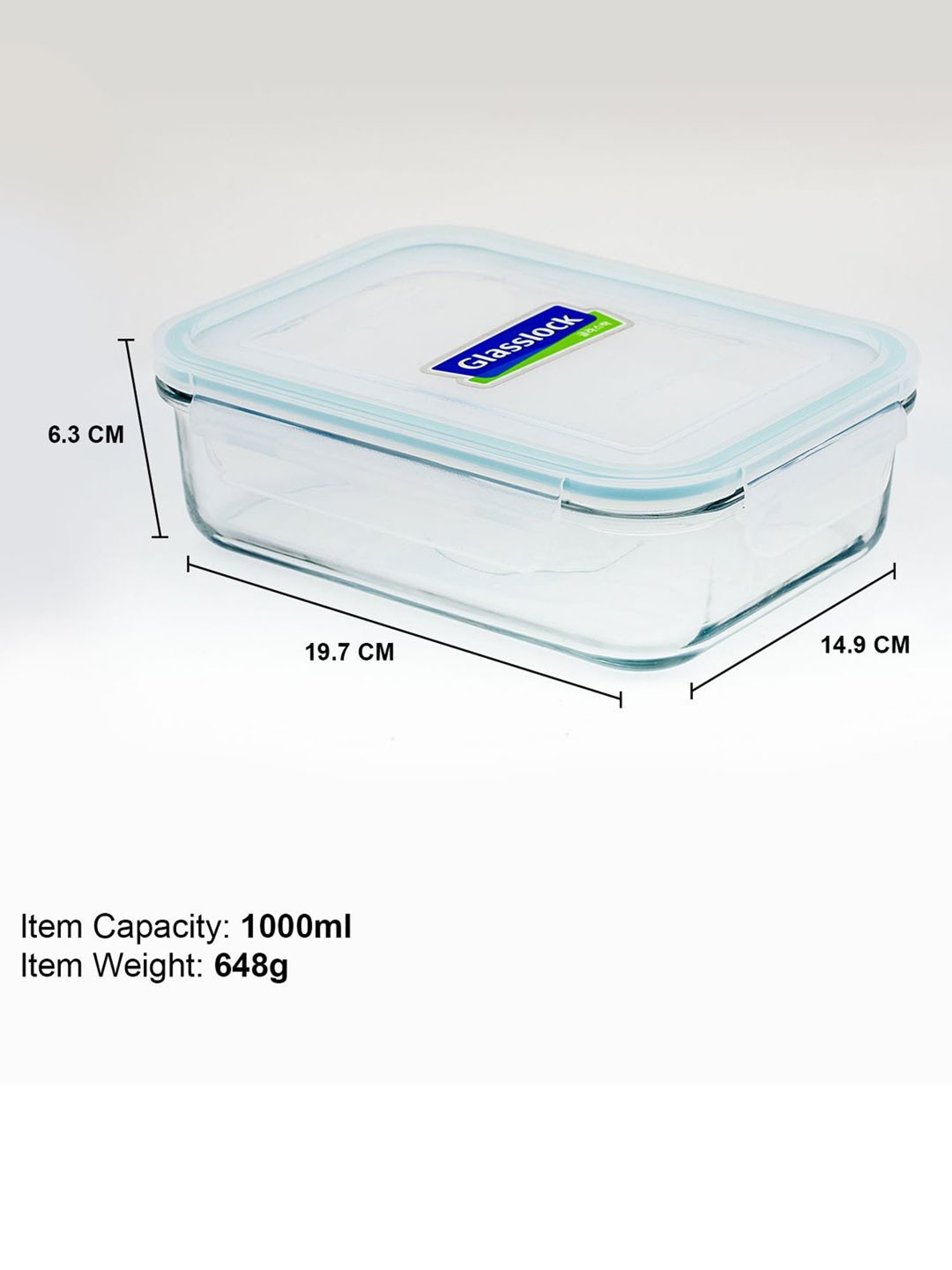 Glasslock Transparent Glass 1000 ml Jars and Container