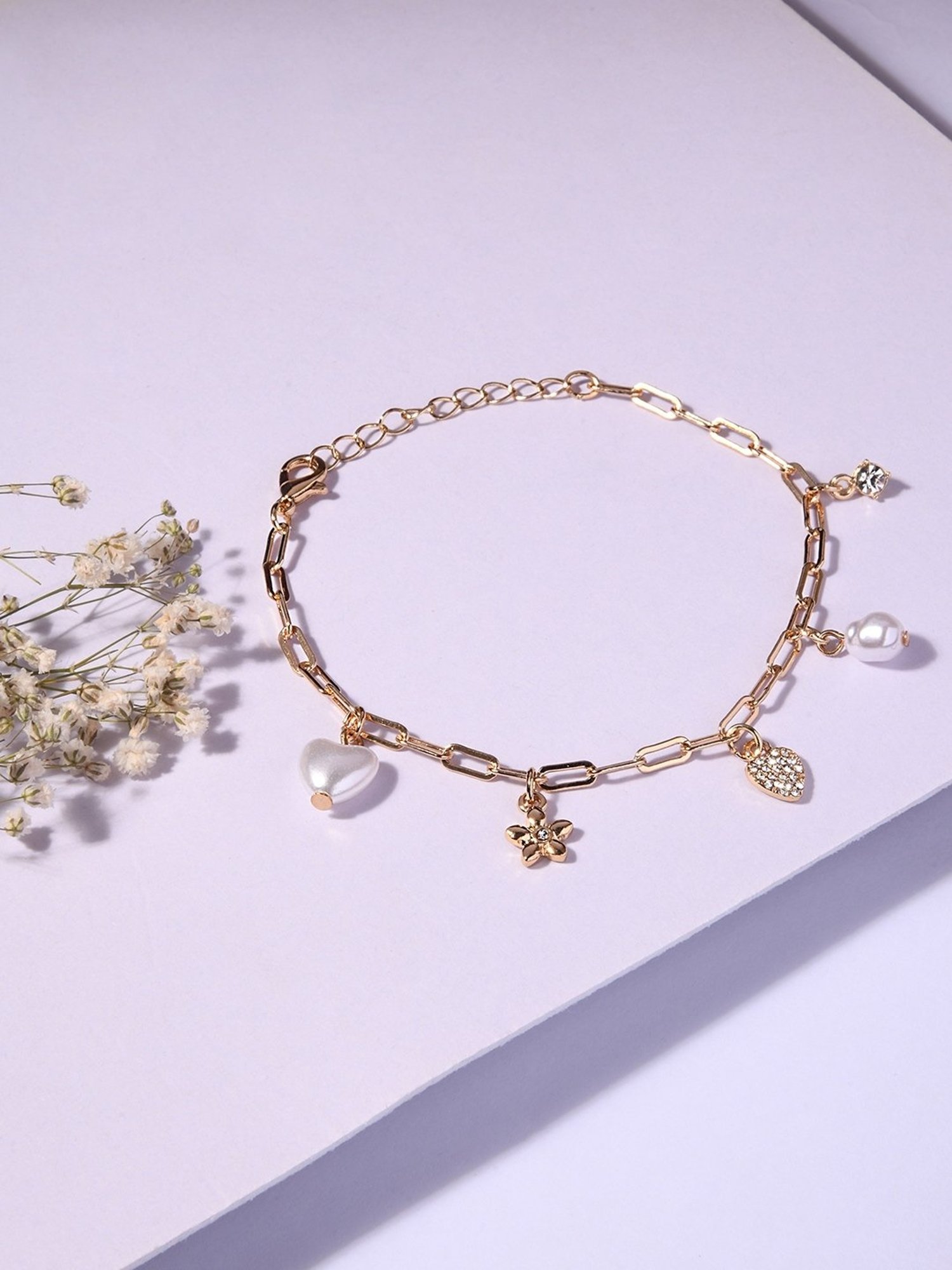 ToniQ Gold-Plated Classic Charm Flexible Fit Bracelet For Women