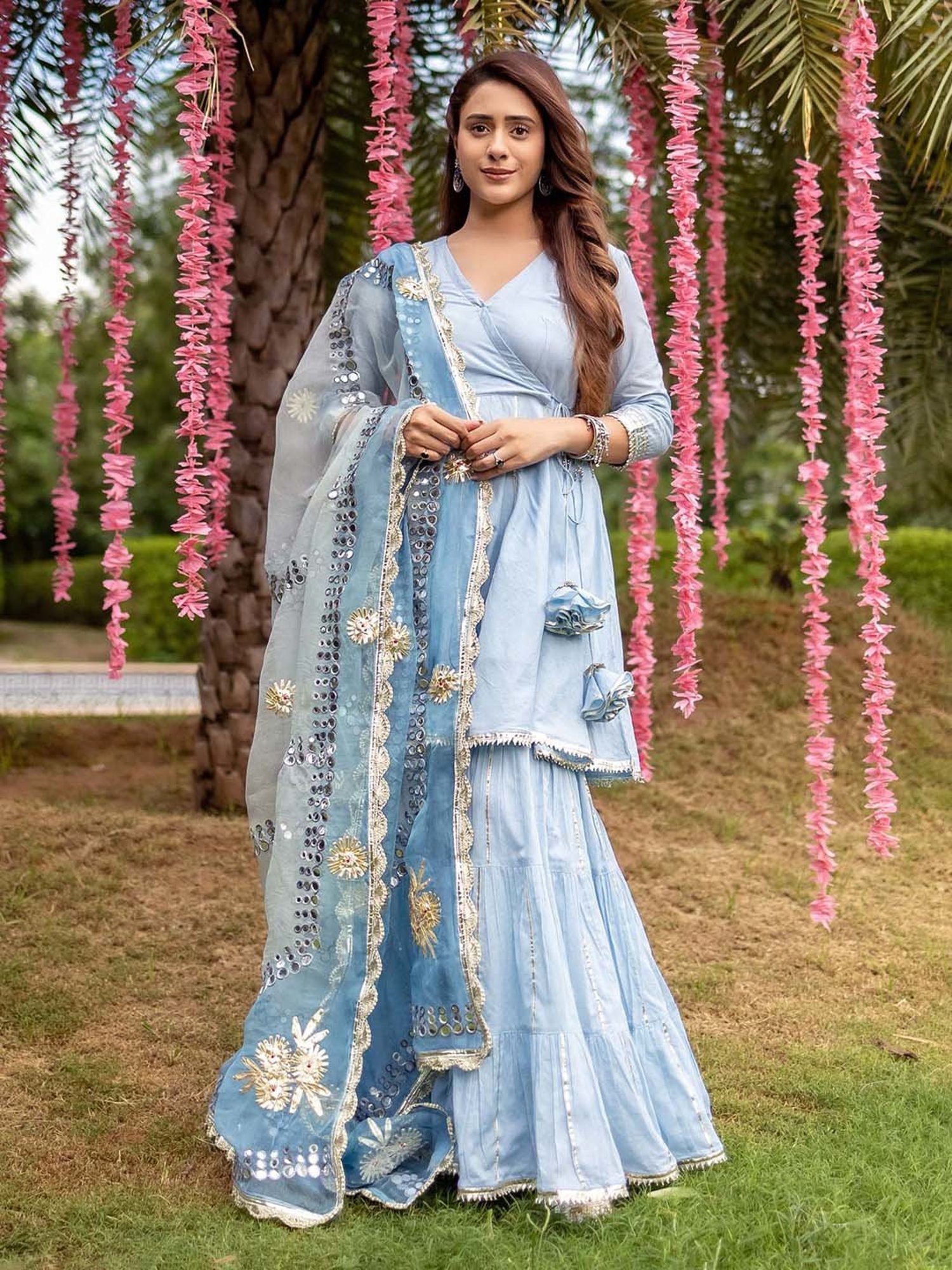 AACHHO Light Blue Kassia Gotapatti Sharara Set