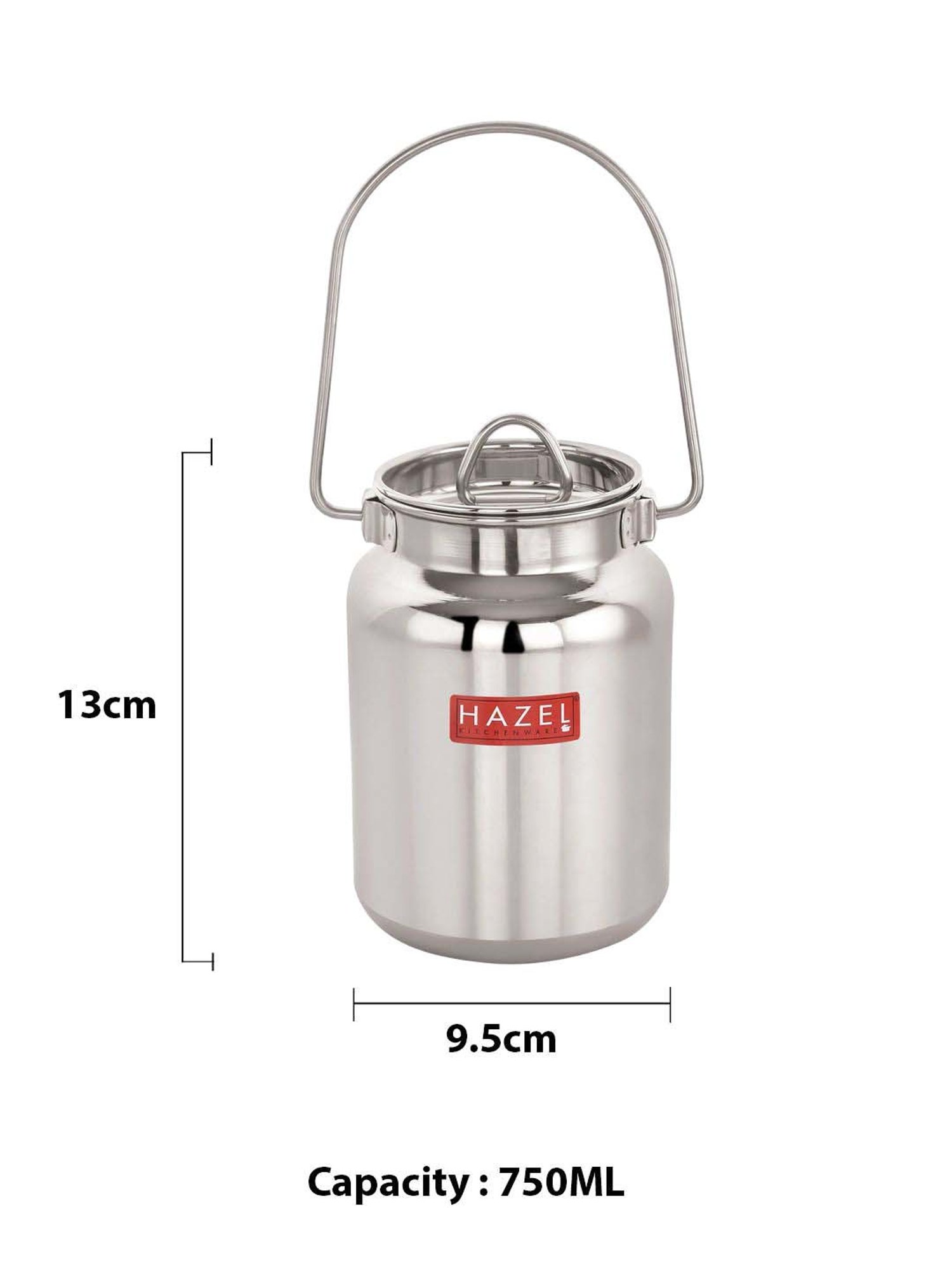 HAZEL Silver Stainless Steel Oil Container (0.75 L)