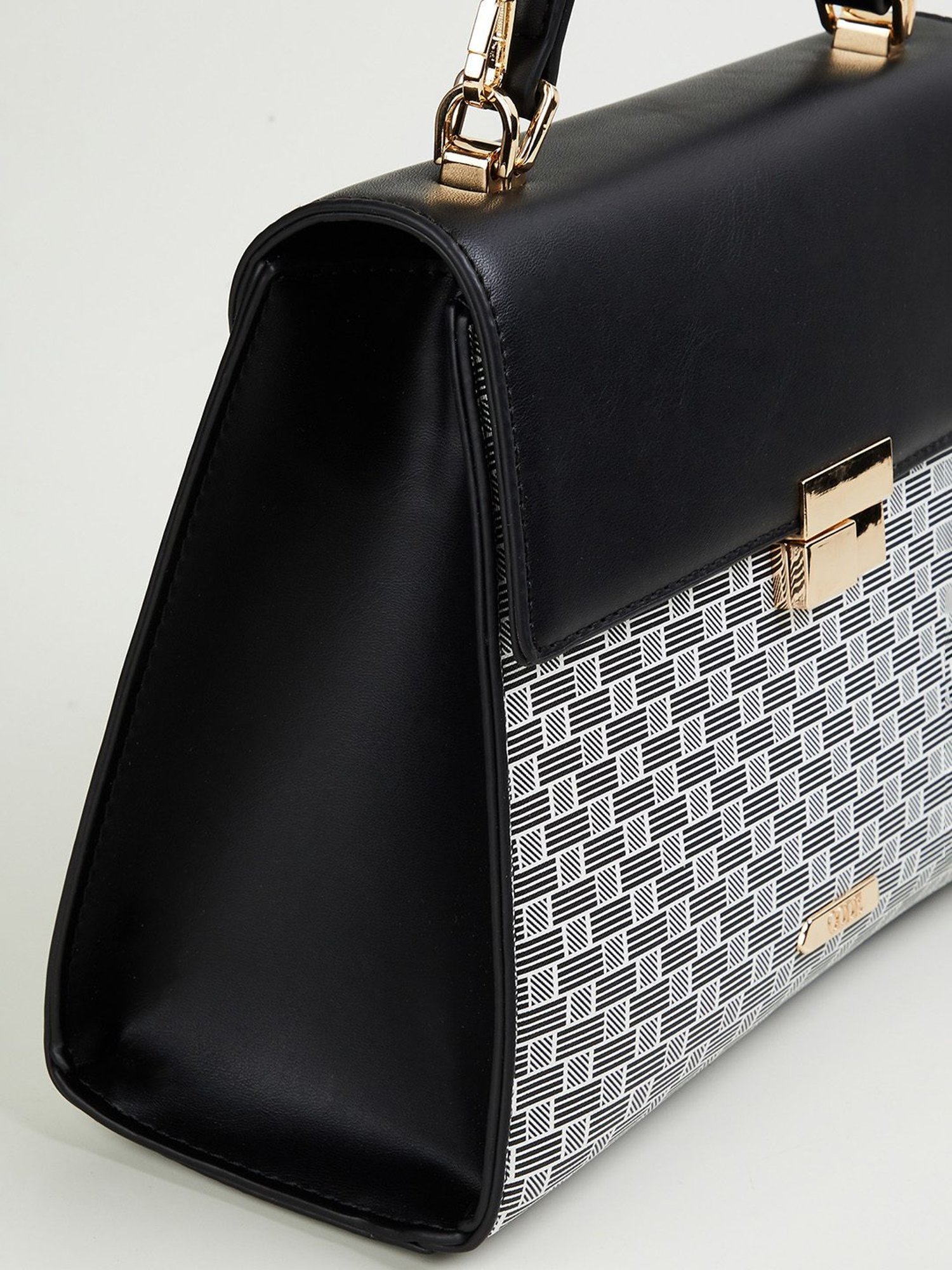 Code by Lifestyle Black Geometric Satchel Handbag