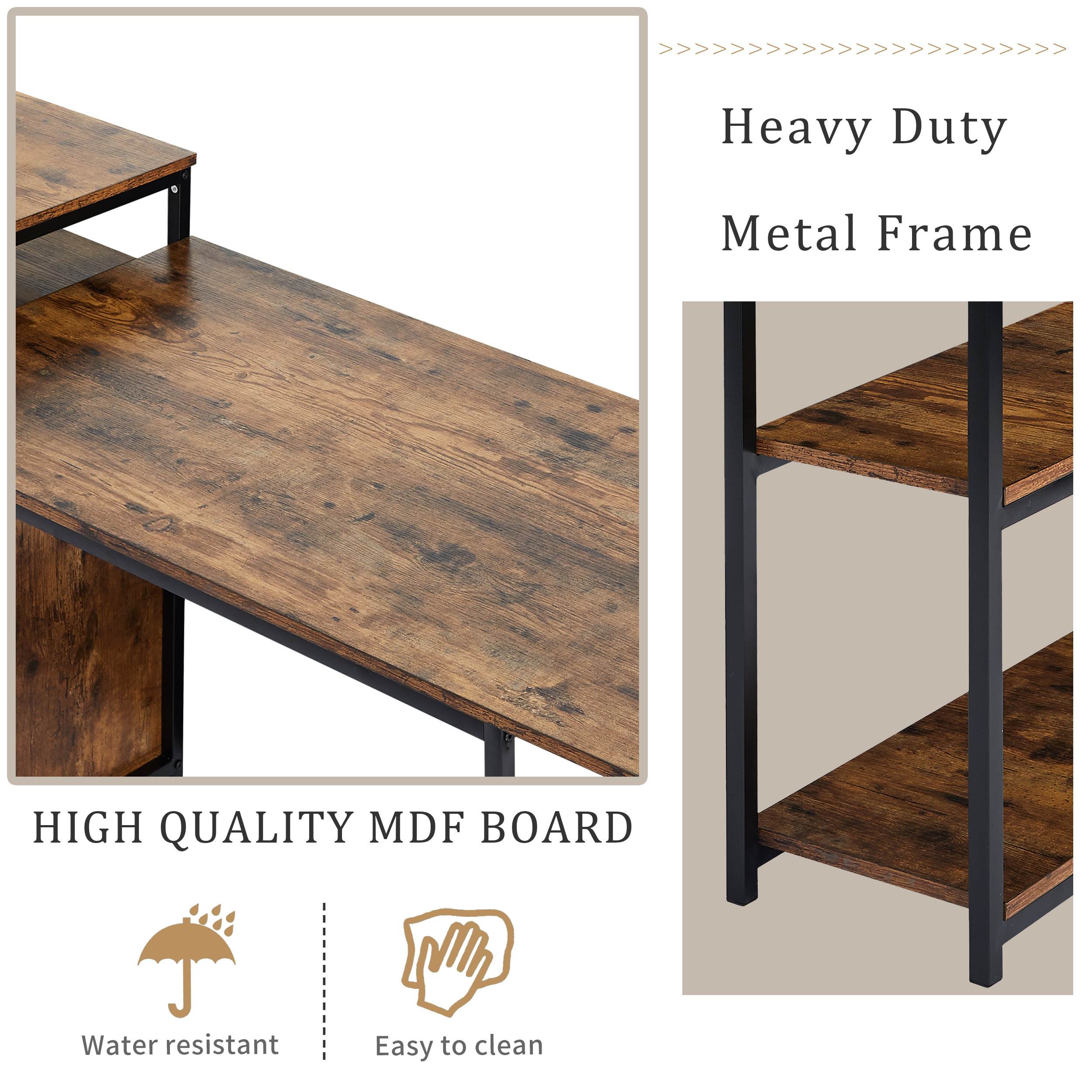 Home Office Computer Desk Writing PC Table Gaming Desk with Storage Shelf CPU storage space and Printer Stand Space Saving Design