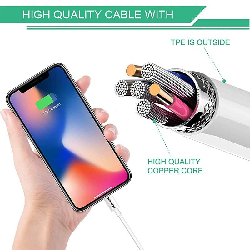 iPhone Charger  2Pack 6ft lightning Cable iPad cord High Speed Data Sync Fast Transfer Wall Charger 2 Port Adapter Charging PlugETL Listed Compatible With iPhone XS MAXXRX87Plus6S6SE