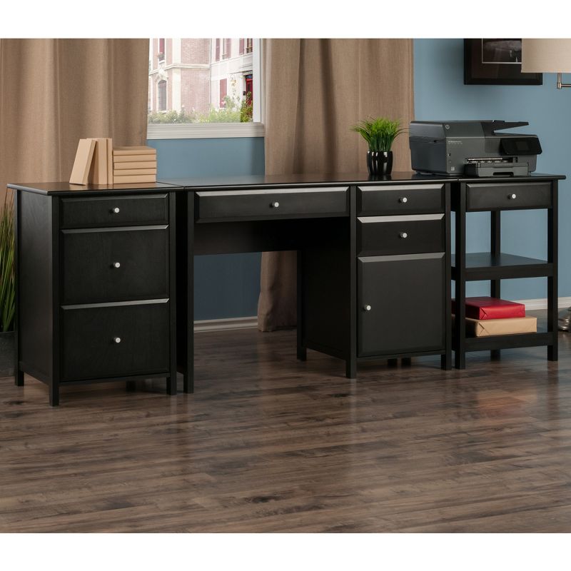 3pc Delta Home Office Set Black - Winsome