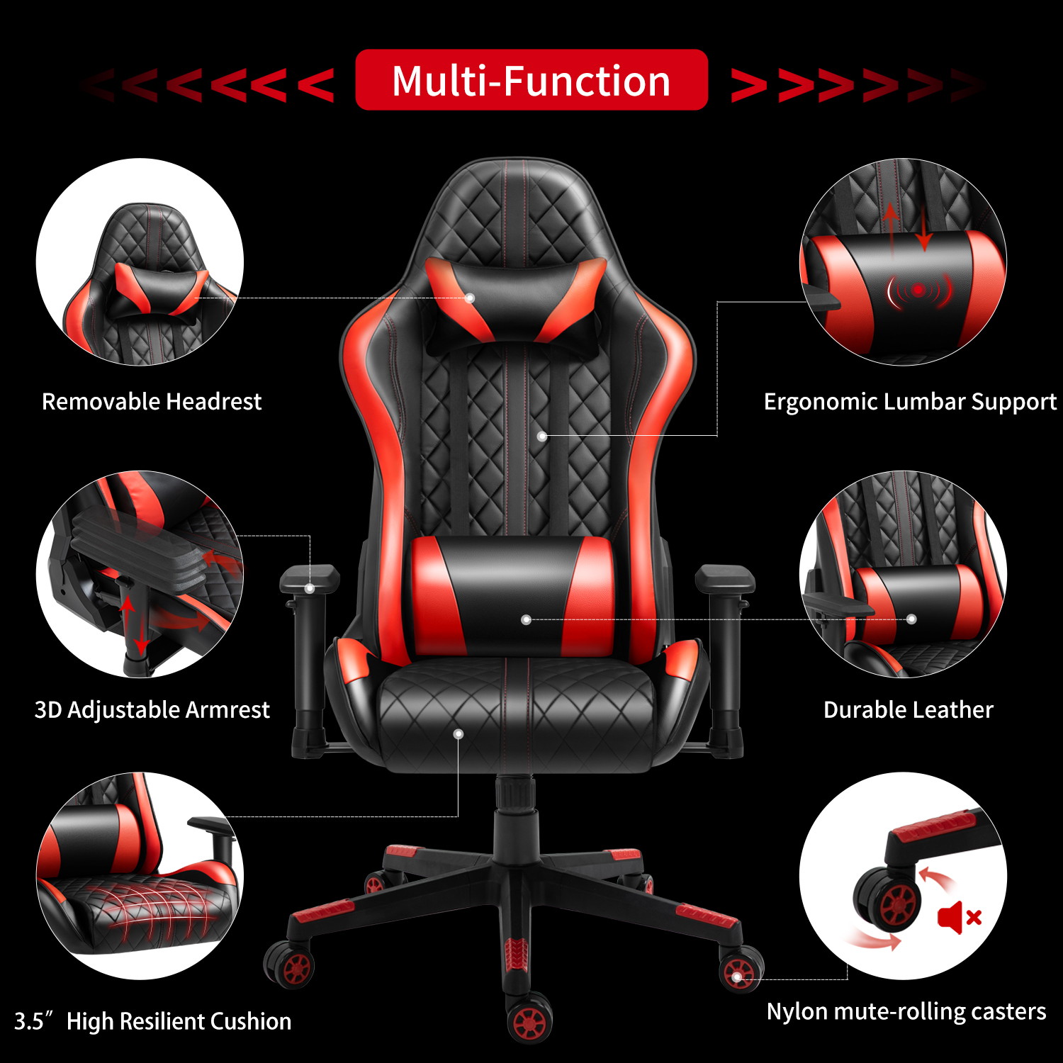 AMINITURE Gaming Chairs High Back Ergonomic Office Chair Racing Video Game Chair with Adjustable Armrests Headrest and Lumbar Pillow E-Sports Chair