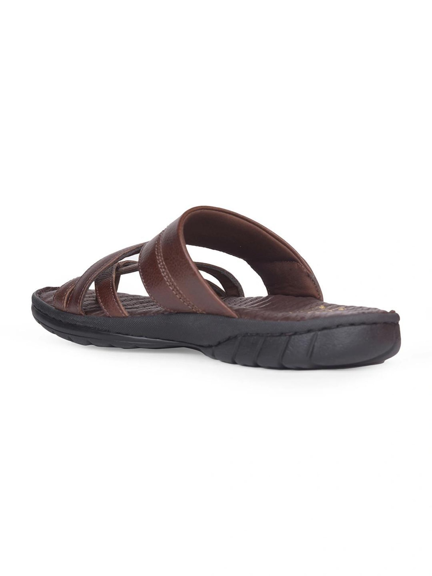 Scholl by Bata Men's NW ERIC Brown Cross Strap Sandals