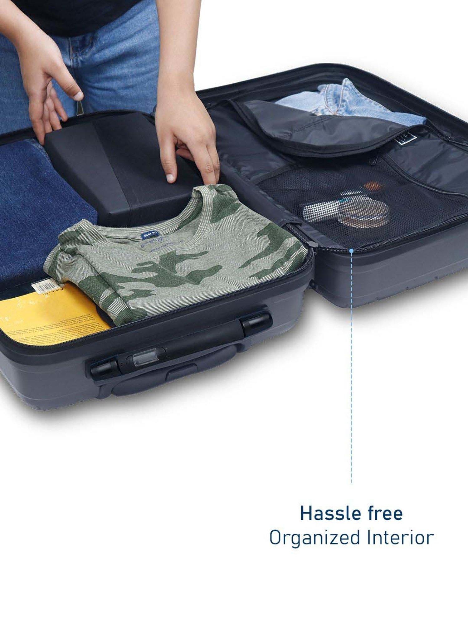 Carriall Groove Grey Striped Hard Trolley Bag Pack of 3 - 55cms, 65cms & 75cms