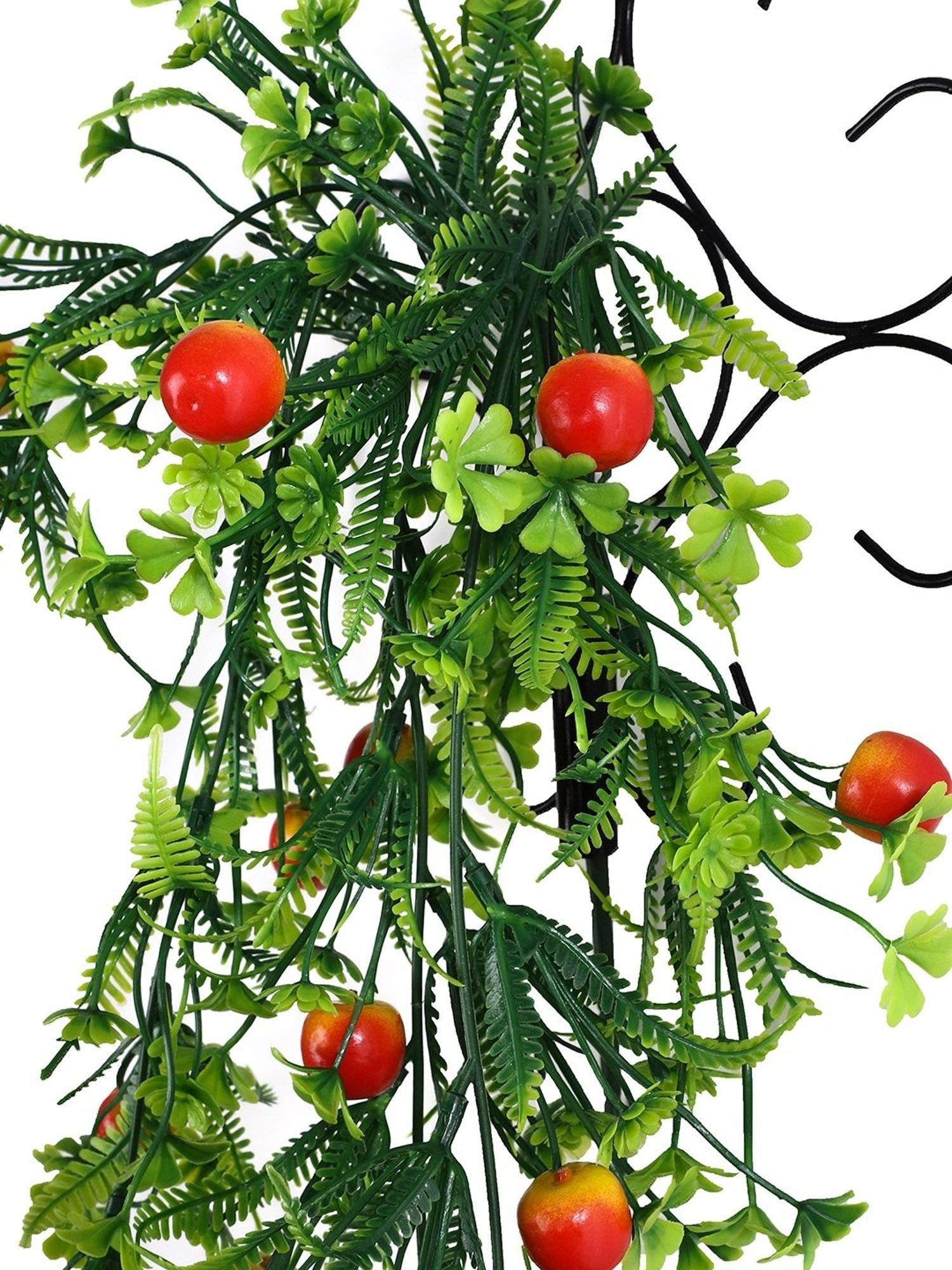 Foliyaj Multicolor Plastic Artificial Apple Vine with Metal Wall Stand